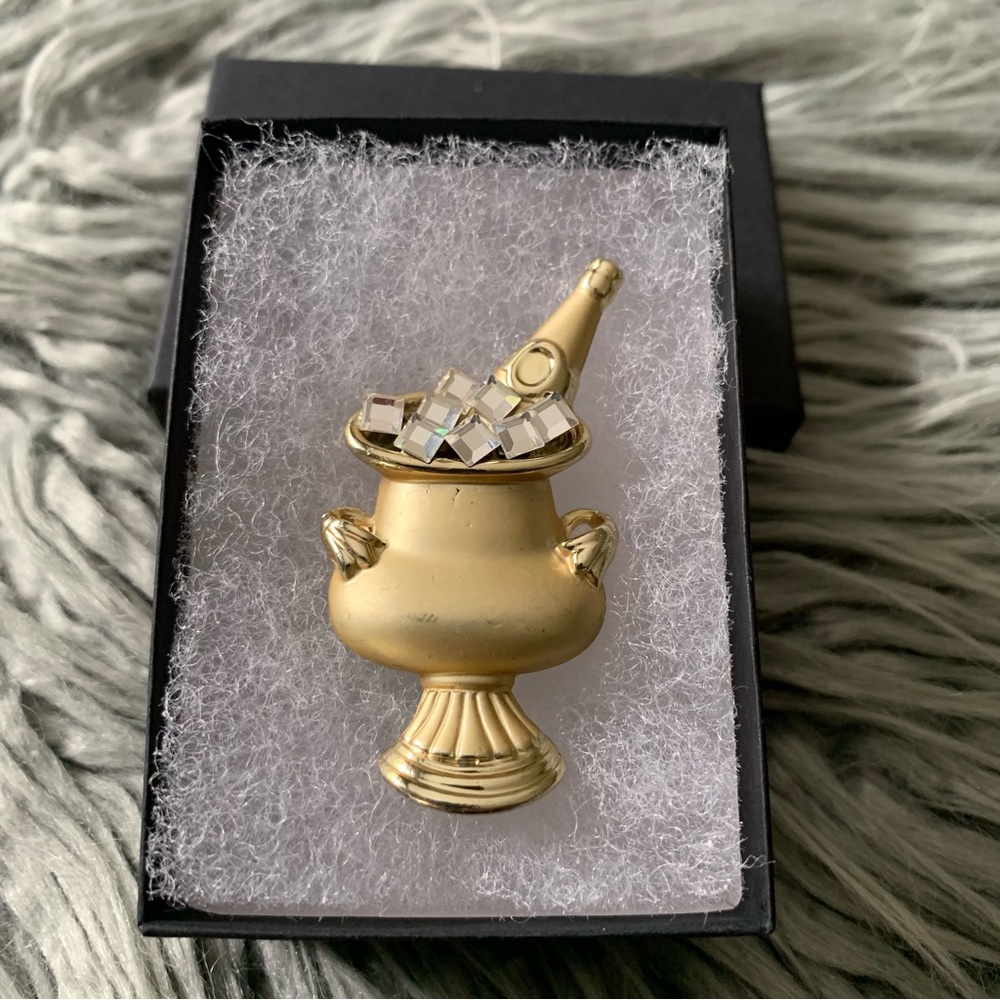 Vintage Signed AJC Champagne & Bucket Gold Tone Brooch Pin